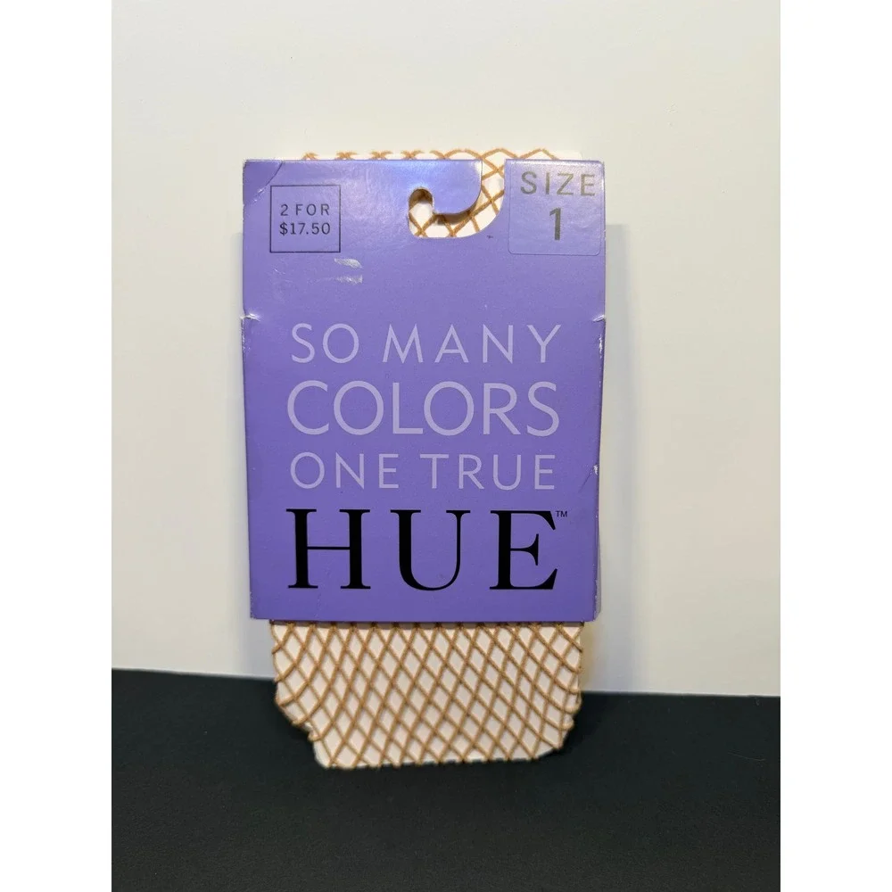 Hue Tan Fishnet Tights Mesh Open Weave Fishtnet tights Hosiery Size 1 P-12-SY